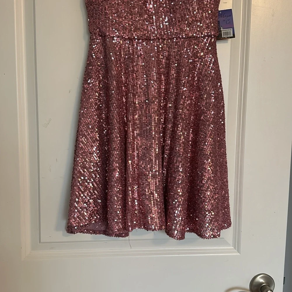 Morgan and Co Pink Sequin Dress - Size 3